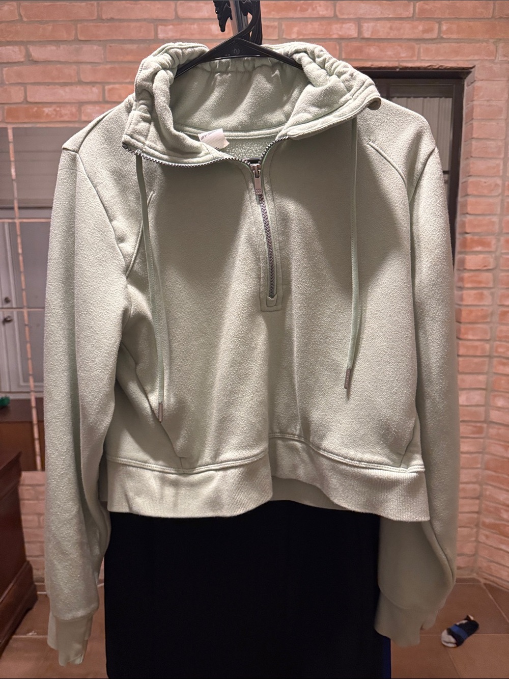 all in motion Sage Green Half-Zip Hooded Pullover
